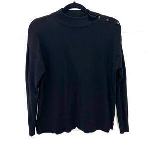 Ann Taylor Black mockneck Sweater with Button Detail